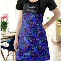 Hippie Groovy Pattern Blue Purple Personalized Apron