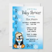 Baby Penguin Winter Baby Shower Invitation