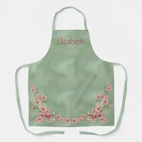 Cherry Blossoms in Pink and Teal Apron