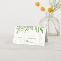 Marble and Eucalyptus Greenery Wedding Table Place Card