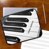 Piano Keys Keyboard Music Black White Personalized Laptop Sleeve