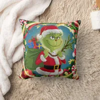 Grinch shares gifts and holiday fun! throw pillow