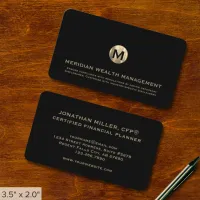 Gold Monogram Financial Planner Business Card