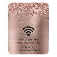 Glittery Rose Gold Foil WiFi Network and Password Door Sign