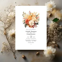 Champagne and Ivory Floral Wedding Invitation