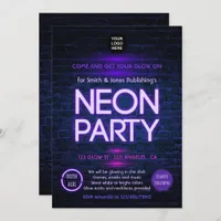 Glow in the Dark Neon Corporate party invitation