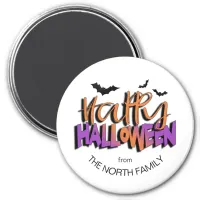 Happy Halloween Typography w/Bats Orange ID685 Magnet