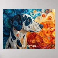 Dalmatian Quilling Art Dog Portrait Poster