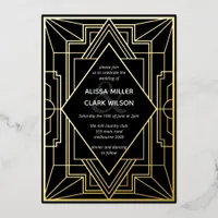 Art Deco Elegant Wedding Gold Foil Invitation