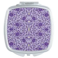 Elegant Flowery Purple Damask Mirror For Makeup