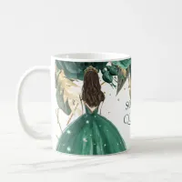 Emerald Green Gold Floral Princess Quinceanera   Coffee Mug