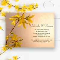 Yellow Spring Forsythia Wedding Save the Date Invitation