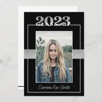 Class of 2023 Black & Silver Graduation Party Invitation