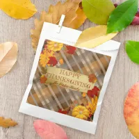 Fall Pumpkins And Foliage On Plaid Thanksgiving Favor Bag