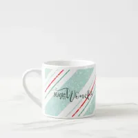 Magic and Wonder Christmas Stripes Mint ID440 Espresso Cup