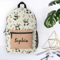 Cute Panda Bears Personalized Name Printed Backpack