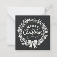 Mini Merry Christmas Black and White Wreath Card