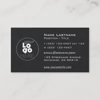 Modern White Logo + Masculine Black Business Cards