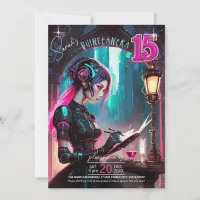 Cyberpunk Quinceanera Hot Pink/Teal ID1027 Invitation