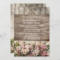 Wooden Fence with Painted Roses Wedding Invitation