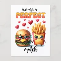 Burger and Fries Punny Valentine Postcard