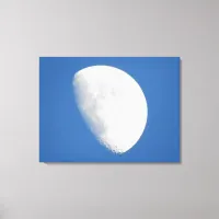 Close up of the Moon and Blue Sky Photo  Canvas Print