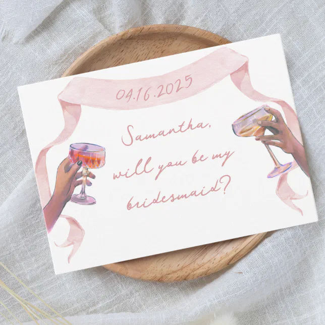 Cute Elegant Personalized Bridesmaid Proposal Card