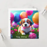 Cute puppy with balloons - birthday 