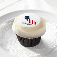 California Proud Patriotic Watercolor USA Flag Edible Frosting Rounds
