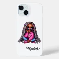 Cute Black Girl Art iPhone 15 Case