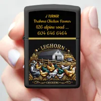 Farmers Caring for Leghorn Chickens at Dusk Zippo Lighter