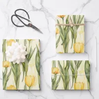 Watercolor Style Yellow Tulips All-over Print Wrapping Paper Sheets