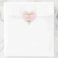 Pink and Green Nostalgic Floral Heart Sticker