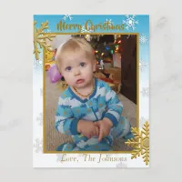 Add a Photo to this Blue Christmas Card