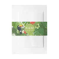 Watercolor Tropical w/Toucan Green ID577 Invitation Belly Band