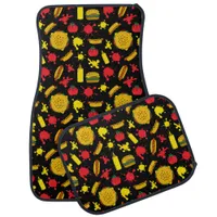 Junk Food Pattern of Hot Dogs Burgers Ketchup Car Floor Mat