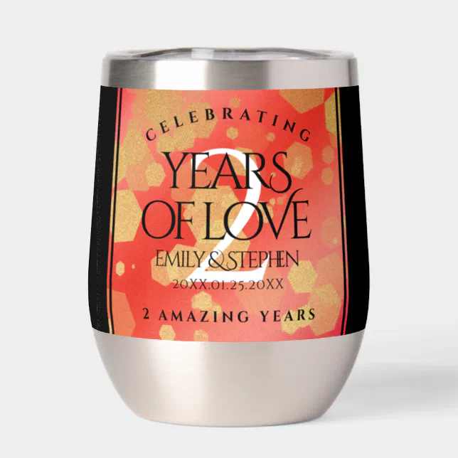 Elegant 2nd Garnet Wedding Anniversary Thermal Wine Tumbler