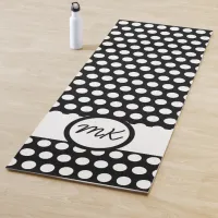 Black and White Polka Dog Cute Monogrammed Yoga Mat