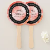 Elegant 35th Coral Wedding Anniversary Celebration Hand Fan