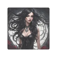 Sexy Woman in Black Metal Print