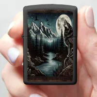 Wolf's Moonlit Howl Zippo Lighter