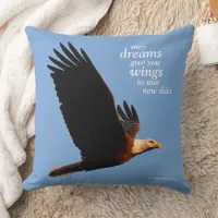 Inspirational Quote Bald Eagle in Flight Throw Pillow