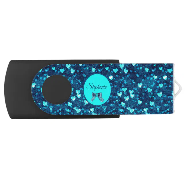 Vivid Blue Hearts Flash Drive