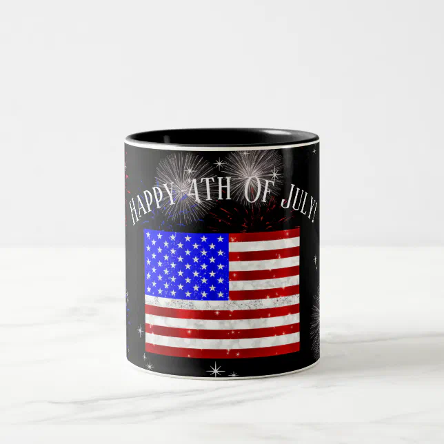 4th of July Celebration - USA flag Two-Tone Coffee Mug