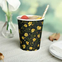 Elegant Yellow Buttercup Flower Pattern Party Paper Cups