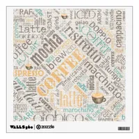 Coffee on Burlap Word Cloud Teal ID283 Wall Decal