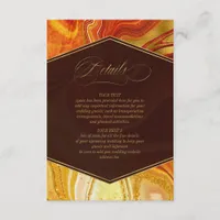 Abstract Agate Wedding Details Hot Orange ID827 Enclosure Card