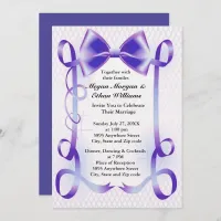 Blue Bow and Ribbon Border Wedding Invitation