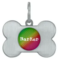 Floral Green Red Rainbow Gradient Diagonal Blend Pet Name Tag