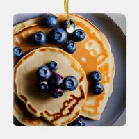 Blueberry Pancakes with Syrup Pun Christmas  Ceramic Ornament